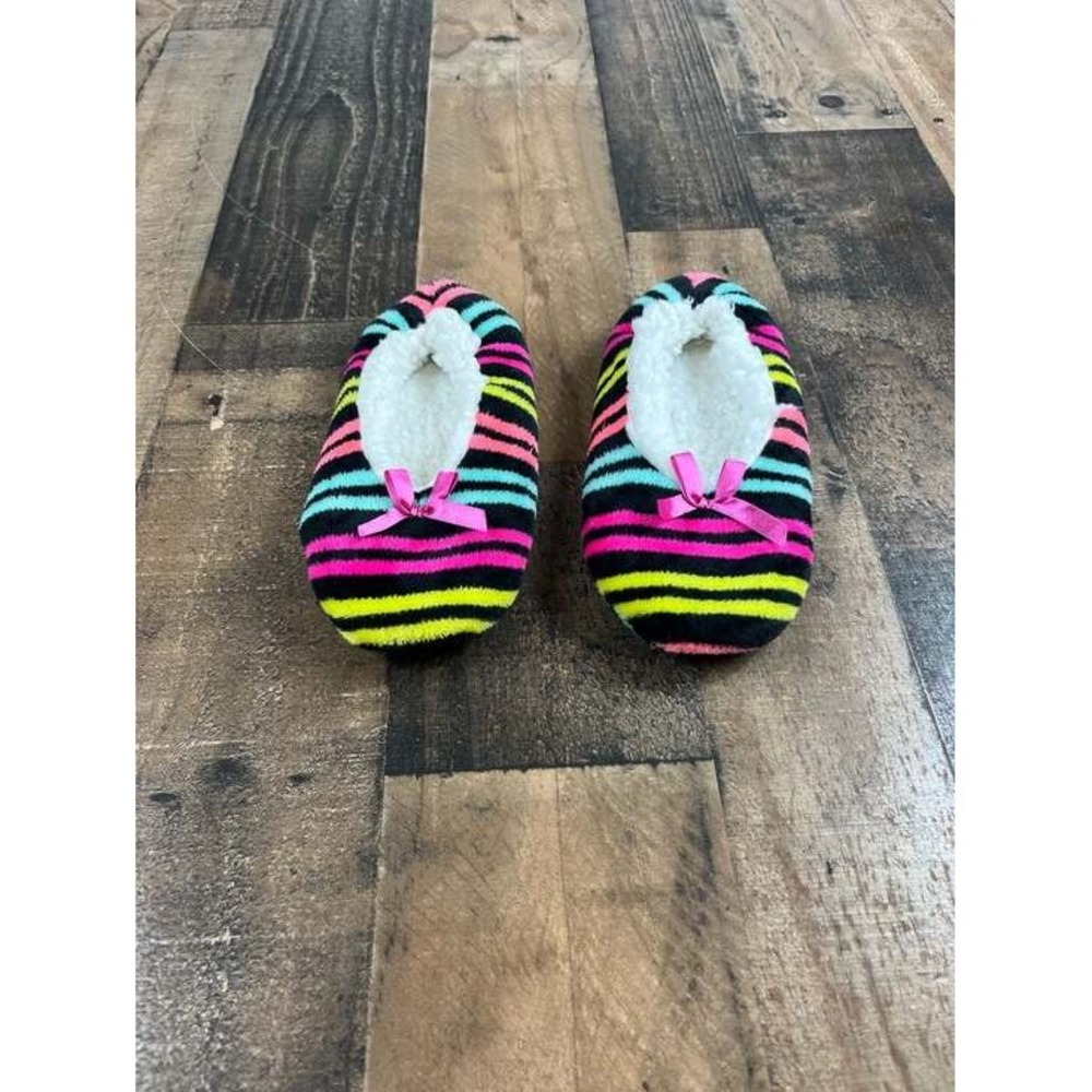 Striped Multi-Color Slipper Socks Girls Multicolor Pre-Owned Neon Non-Slip Bow